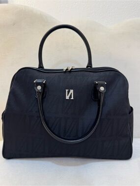 Bernardo Valentino Nylon Weekender Travel Bag Leather Trim Satchel Carry On